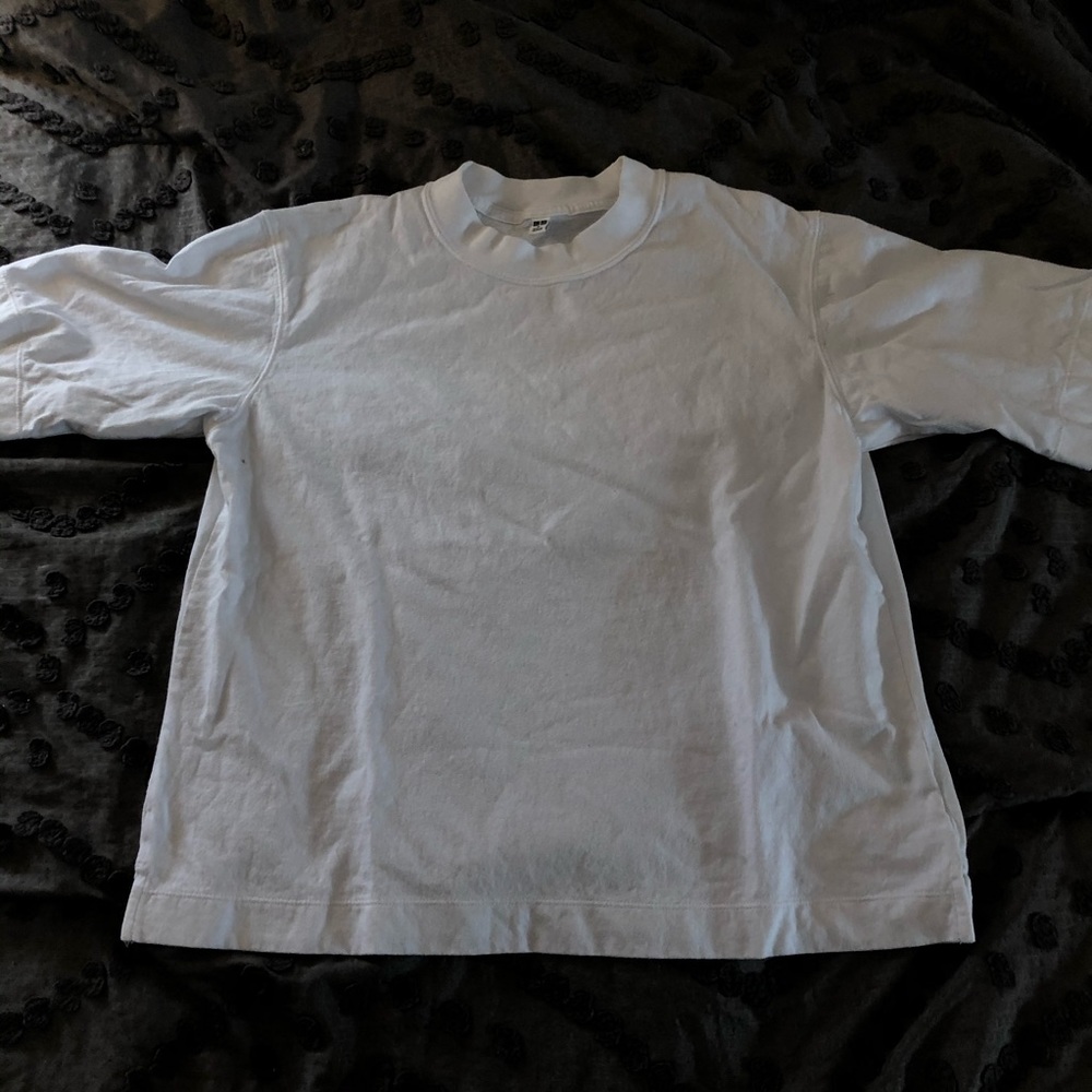 high-neck white tshirt